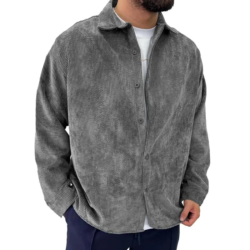 Men's Casual Corduroy Lapel Long Sleeve Shirt 61747606Y sold by Manly product image thumbnail 2