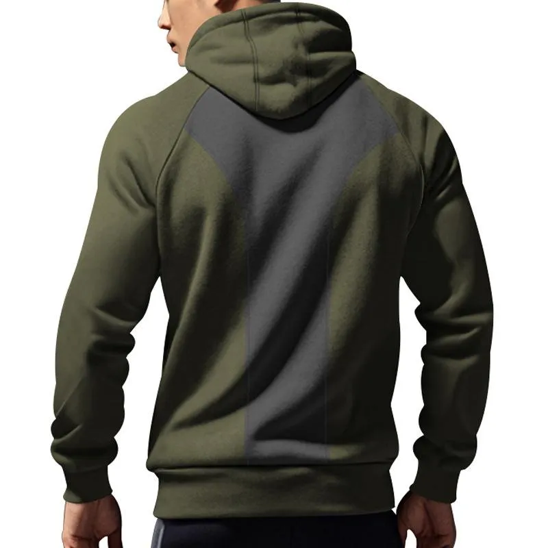 Men's Casual Color Matching Plush Warm Hooded Sweatshirt 08954102Y sold by Manly product image thumbnail 2
