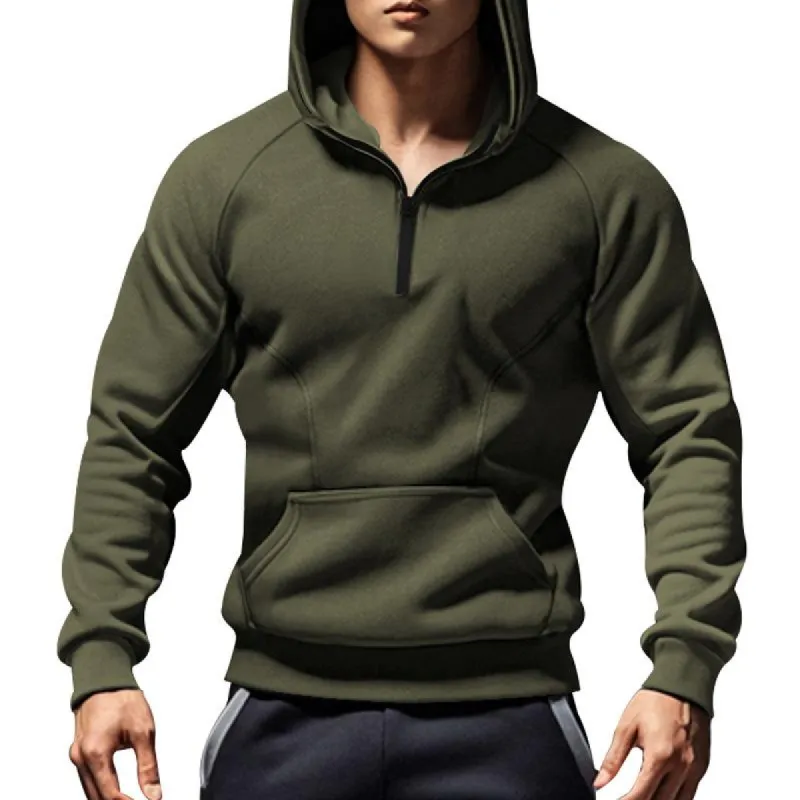 Men's Casual Color Matching Plush Warm Hooded Sweatshirt 08954102Y sold by Manly