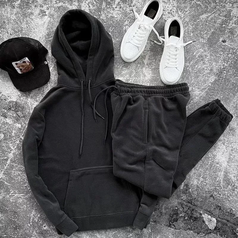 Men's Solid Loose Long Sleeve Hoodie Trousers Casual Sports Set 83543115Z sold by Manly product image thumbnail 5