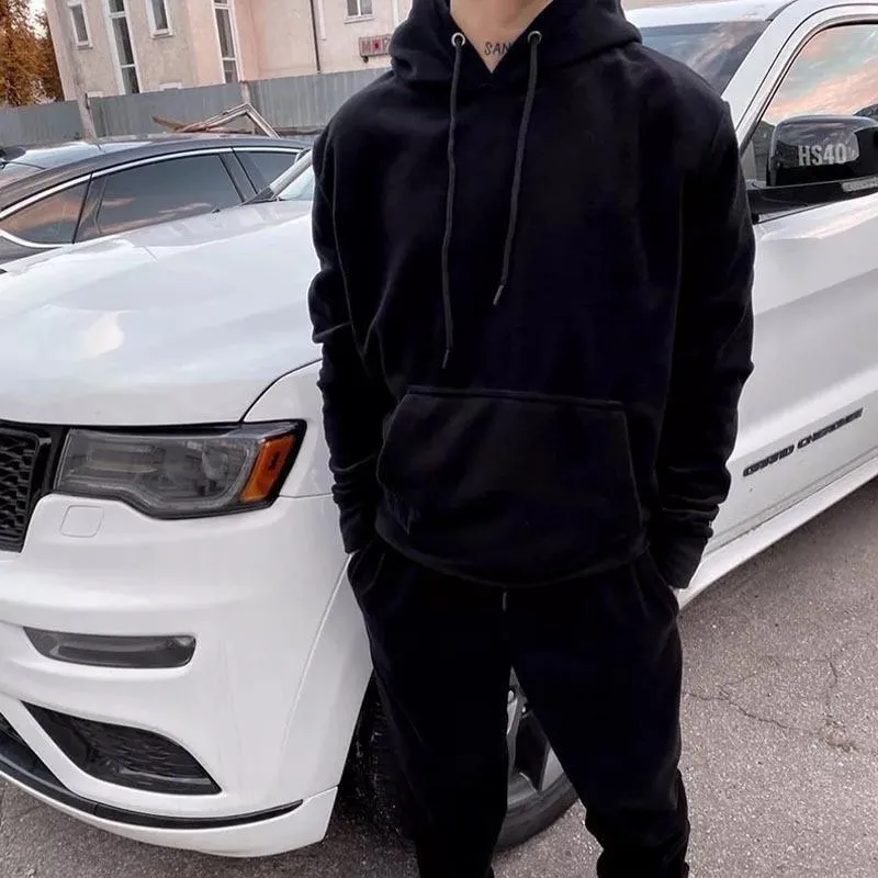 Men's Solid Loose Long Sleeve Hoodie Trousers Casual Sports Set 83543115Z sold by Manly product image thumbnail 4