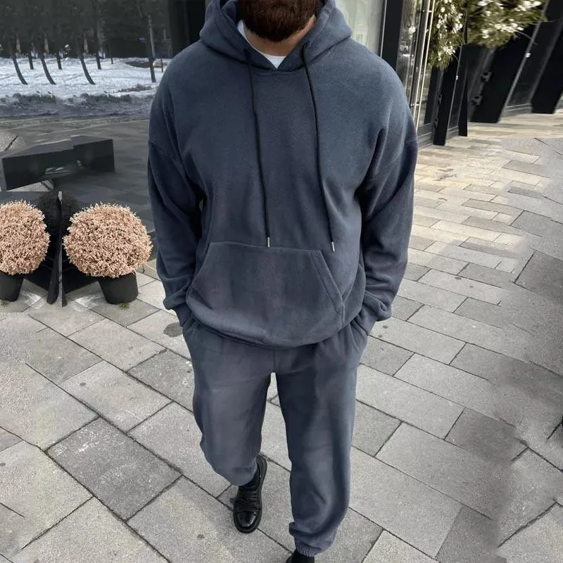 Men's Solid Loose Long Sleeve Hoodie Trousers Casual Sports Set 83543115Z sold by Manly product image thumbnail 2