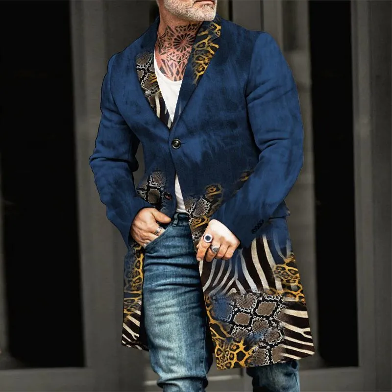 Men's Retro Casual Gradient Leopard Print Mid-Length Coat 17952675TO sold by Manly product image thumbnail 2