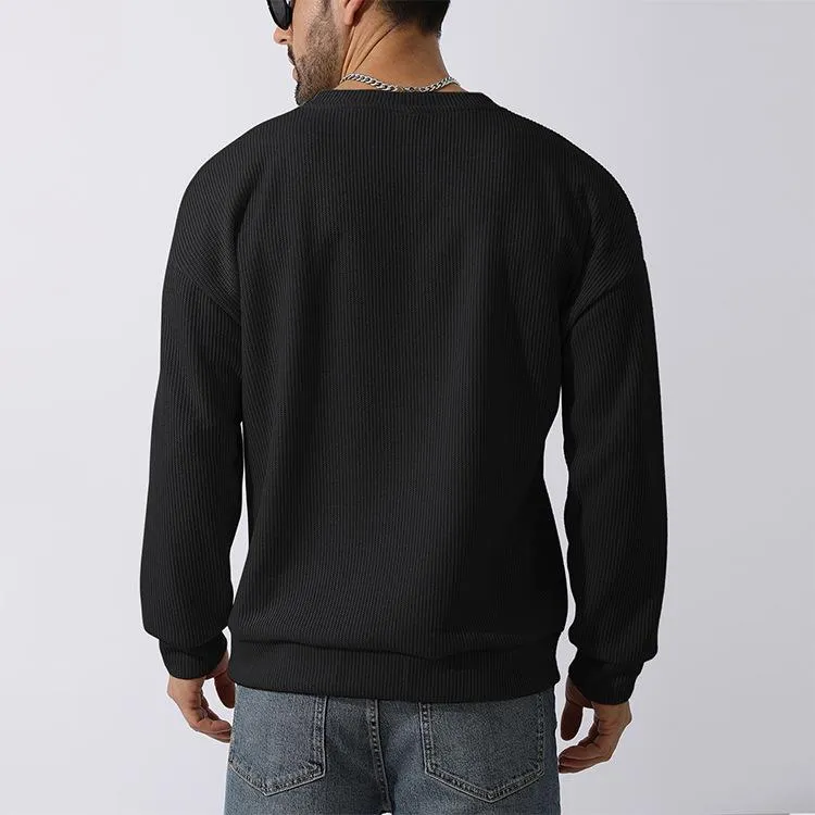 Men's Solid Color Round Neck Long Sleeve Sweater 09564681X sold by Manly product image thumbnail 4