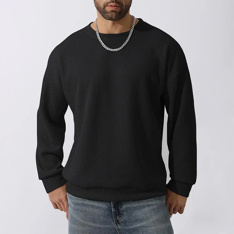 Men's Solid Color Round Neck Long Sleeve Sweater 09564681X sold by Manly product image thumbnail 3