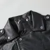 Men's Vintage Notch Lapel Slant Placket Zipper Motorcycle Leather Vest 69734060M sold by Manly