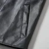 Men's Vintage Notch Lapel Slant Placket Zipper Motorcycle Leather Vest 69734060M sold by Manly