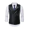Men's Vintage Notch Lapel Slant Placket Zipper Motorcycle Leather Vest 69734060M sold by Manly