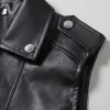 Men's Vintage Notch Lapel Slant Placket Zipper Motorcycle Leather Vest 69734060M sold by Manly
