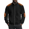 Men's Casual Corduroy Patchwork Stand Collar Zipper Long Sleeve Jacket 63200197M sold by Manly