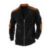 Men's Casual Corduroy Patchwork Stand Collar Zipper Long Sleeve Jacket 63200197M sold by Manly
