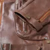 Men's Vintage Notch Lapel Zipper Multi-Pocket Motorcycle Leather Jacket 65176035M sold by Manly