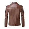 Men's Vintage Notch Lapel Zipper Multi-Pocket Motorcycle Leather Jacket 65176035M sold by Manly
