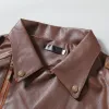 Men's Vintage Notch Lapel Zipper Multi-Pocket Motorcycle Leather Jacket 65176035M sold by Manly