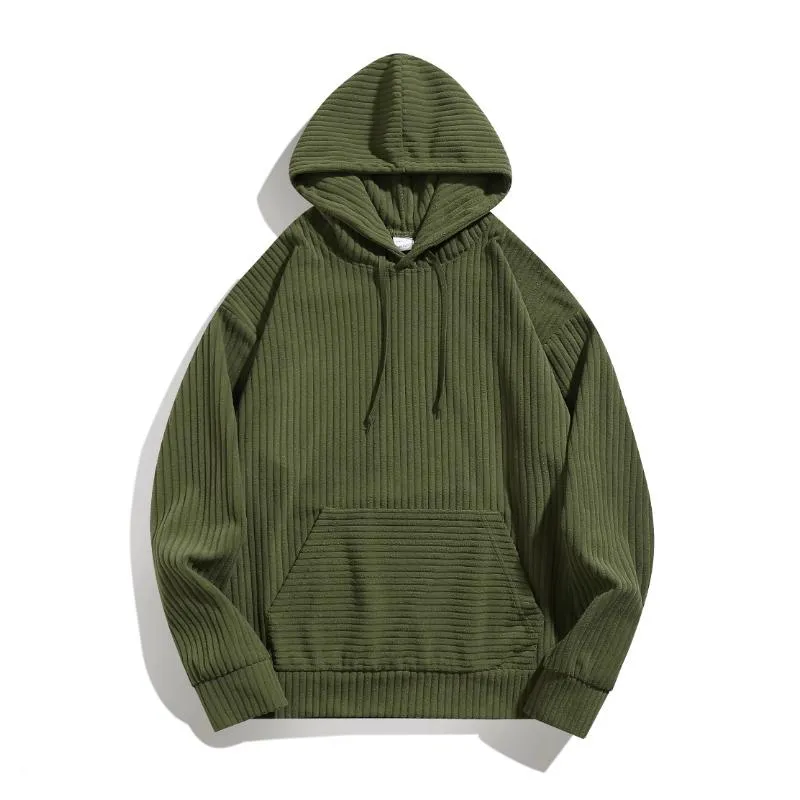 Men's Casual Corduroy Loose Kangaroo Pocket Hoodie 27108832M sold by Manly product image thumbnail 2