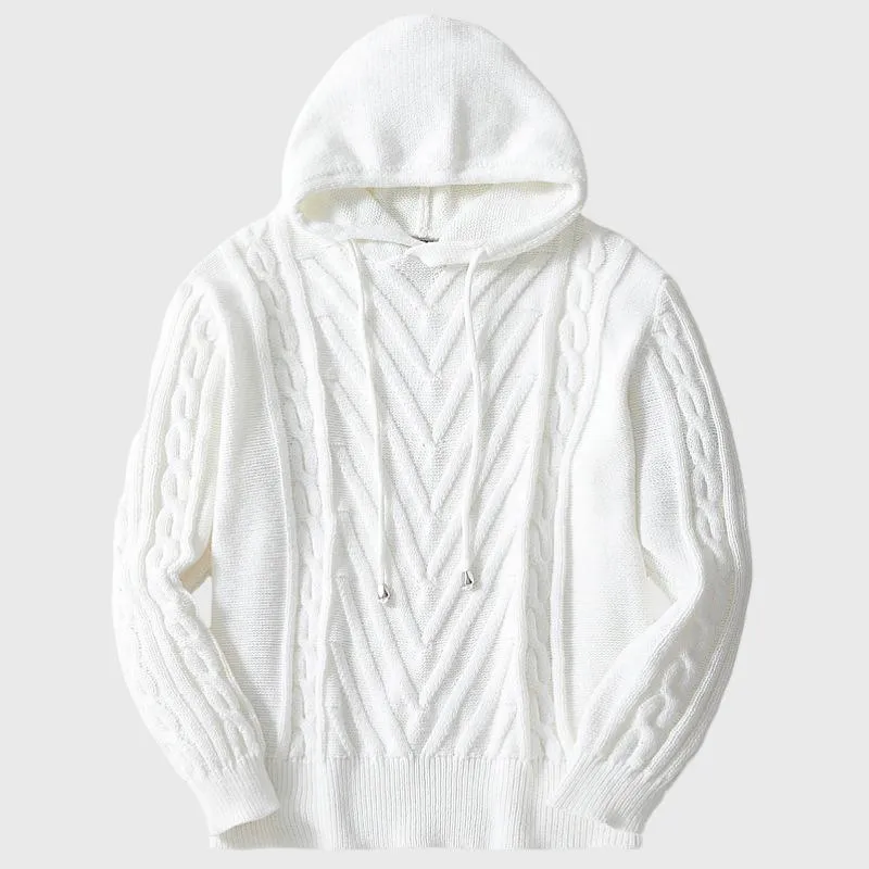 Men's Casual Cable Knit Loose Long Sleeve Pullover Hoodie 57087688M sold by Manly product image thumbnail 3