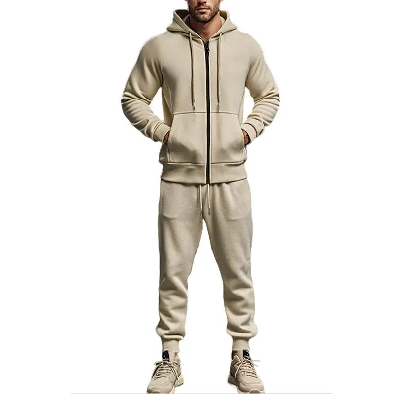 Men's Casual Fleece Zipper Hooded Jacket Sports Pants Set 00114936M sold by Manly product image thumbnail 4