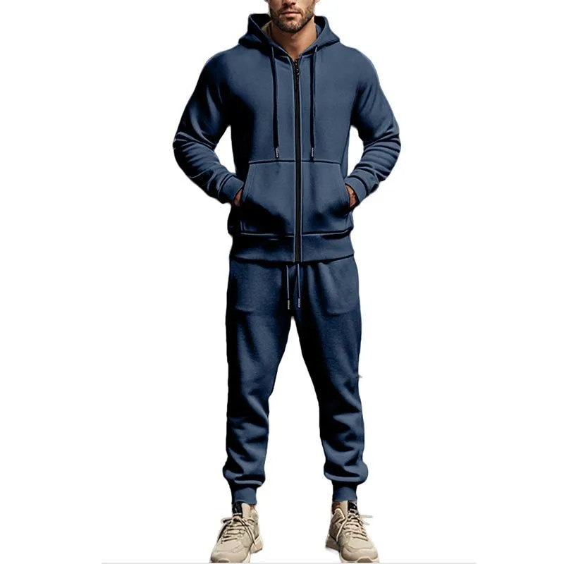 Men's Casual Fleece Zipper Hooded Jacket Sports Pants Set 00114936M sold by Manly product image thumbnail 2