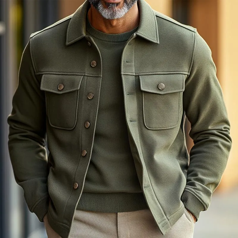 Men's Solid Color Lapel Chest Pocket Single Breasted Jacket 51843777Z sold by Manly product image thumbnail 2