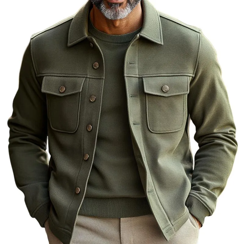 Men's Solid Color Lapel Chest Pocket Single Breasted Jacket 51843777Z sold by Manly