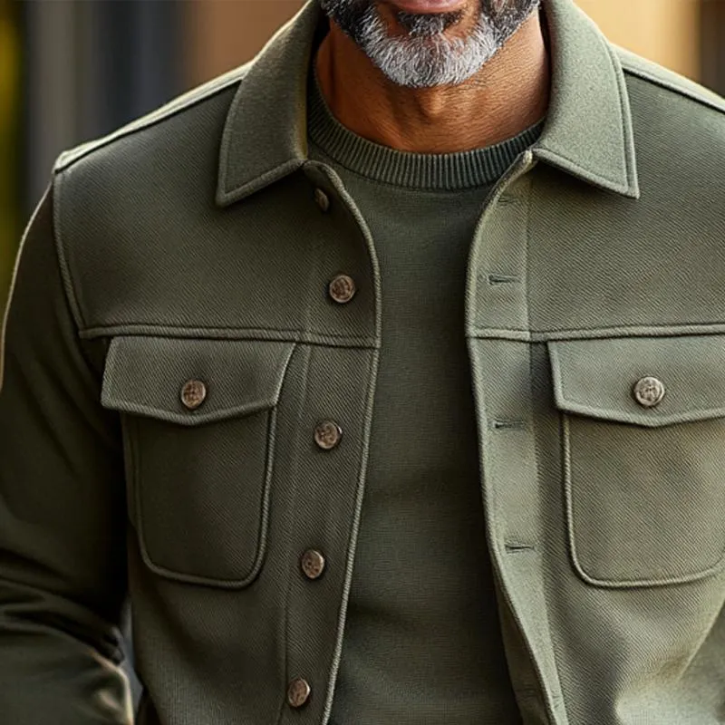 Men's Solid Color Lapel Chest Pocket Single Breasted Jacket 51843777Z sold by Manly product image thumbnail 3