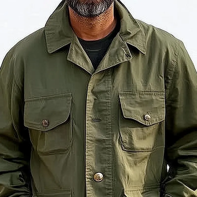 Men's Solid Color Lapel Multi-pocket Single Breasted Cargo Coat 05481340Z sold by Manly product image thumbnail 3