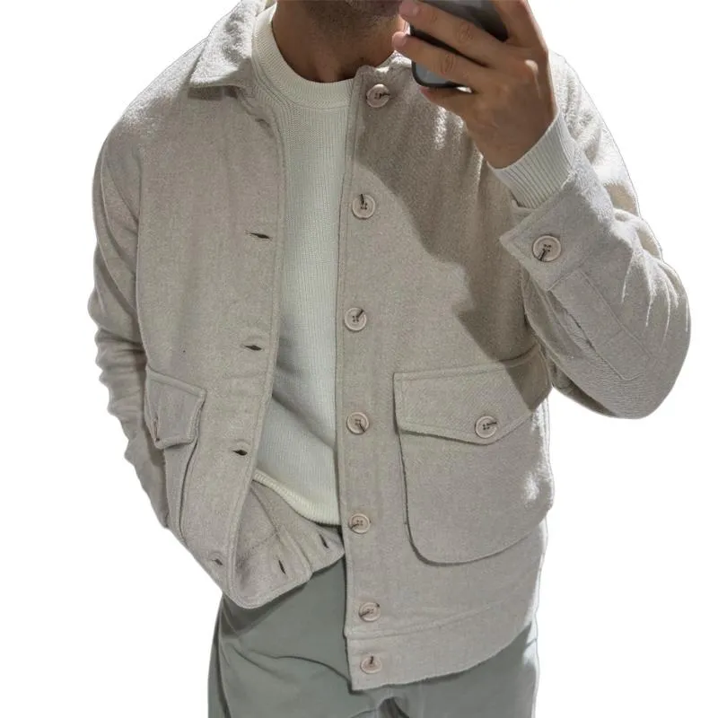 Men's Solid Color Lapel Single Breasted Long Sleeve Pockets Casual Jacket 27737676Z sold by Manly