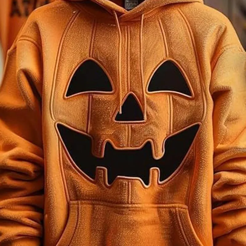 Men's Funny Halloween Pumpkin Print Hoodie 88401041X sold by Manly product image thumbnail 3