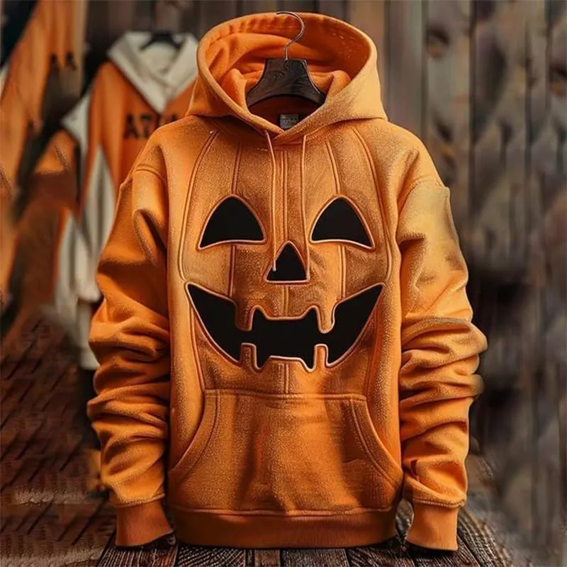 Men's Funny Halloween Pumpkin Print Hoodie 88401041X sold by Manly product image thumbnail 2