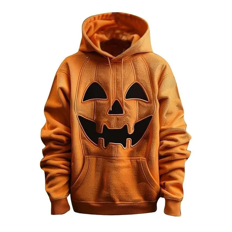 Men's Funny Halloween Pumpkin Print Hoodie 88401041X sold by Manly