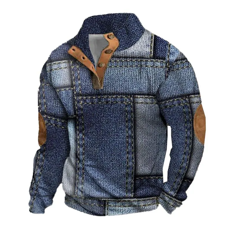 Men's Printed Turtleneck Half Zip Sweatshirt 39646008X sold by Manly product image thumbnail 3