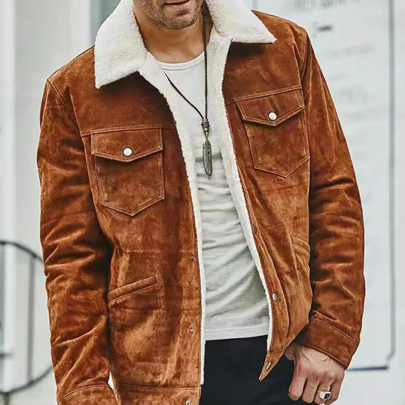 Men's Vintage Suede Stand Collar Polar Fleece Jacket 65872038X sold by Manly product image thumbnail 2