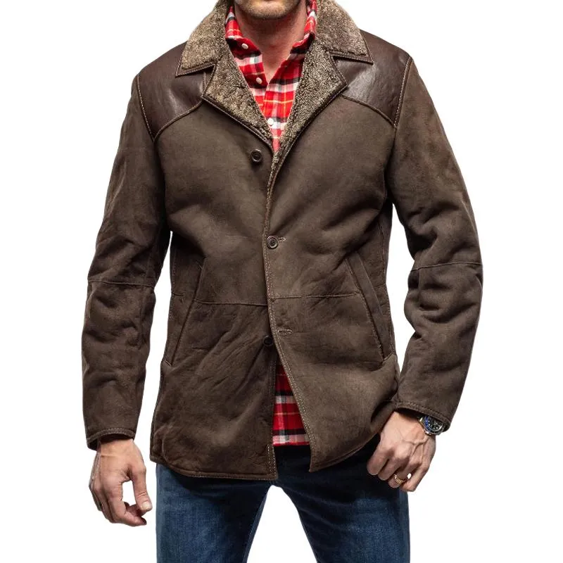 Men's Vintage Solid Suede Lambswool Lined Coat 53488543Y sold by Manly