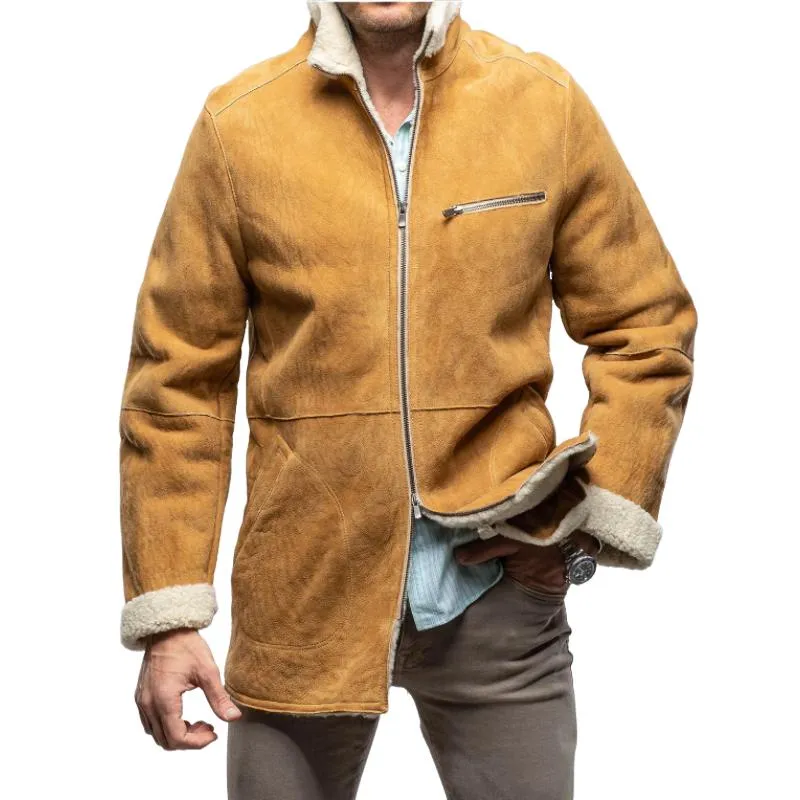 Men's Vintage Solid Suede Lambswool Lined Coat 82224675Y sold by Manly