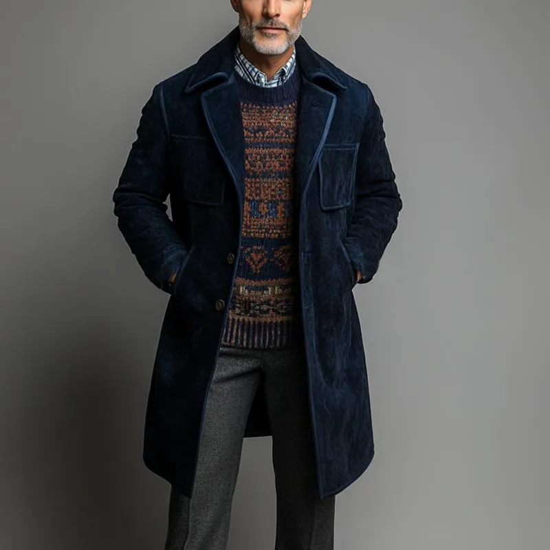 Men's Vintage Solid Suede Multi-Pocket Mid-Length Coat 32983067Y sold by Manly product image thumbnail 3