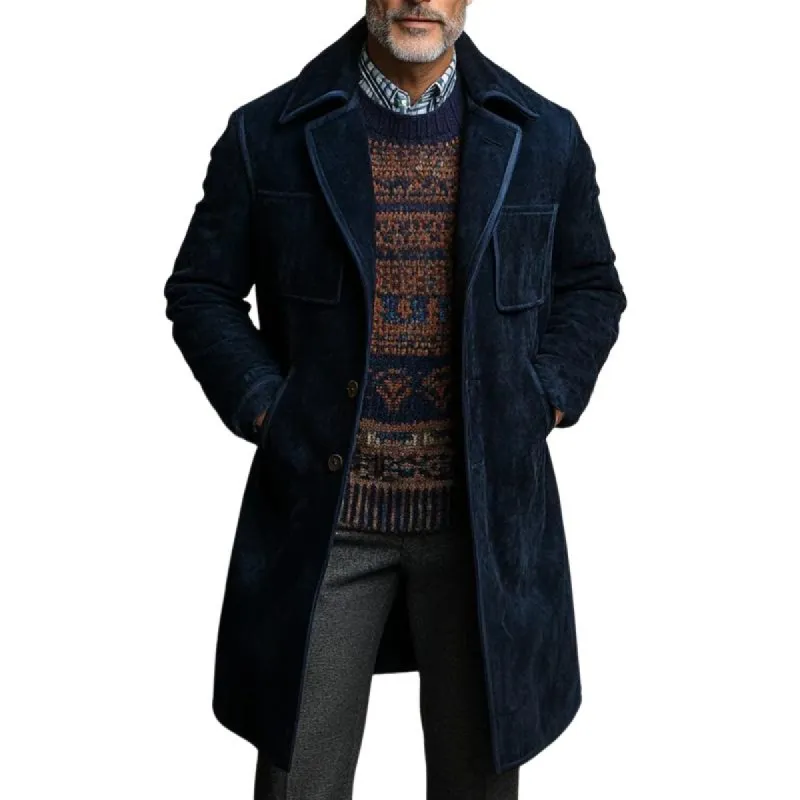 Men's Vintage Solid Suede Multi-Pocket Mid-Length Coat 32983067Y sold by Manly