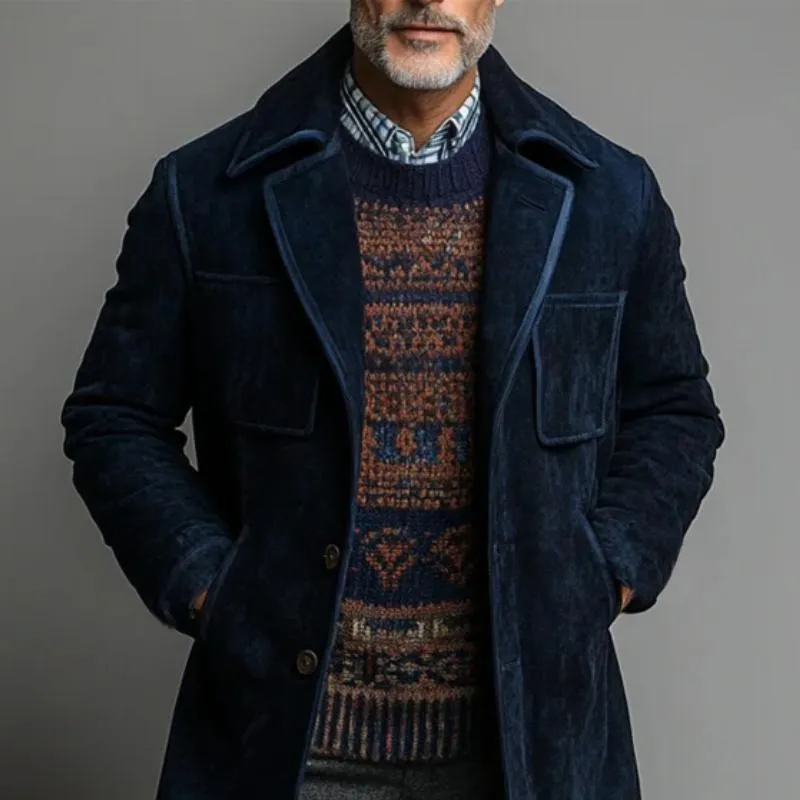 Men's Vintage Solid Suede Multi-Pocket Mid-Length Coat 32983067Y sold by Manly product image thumbnail 2