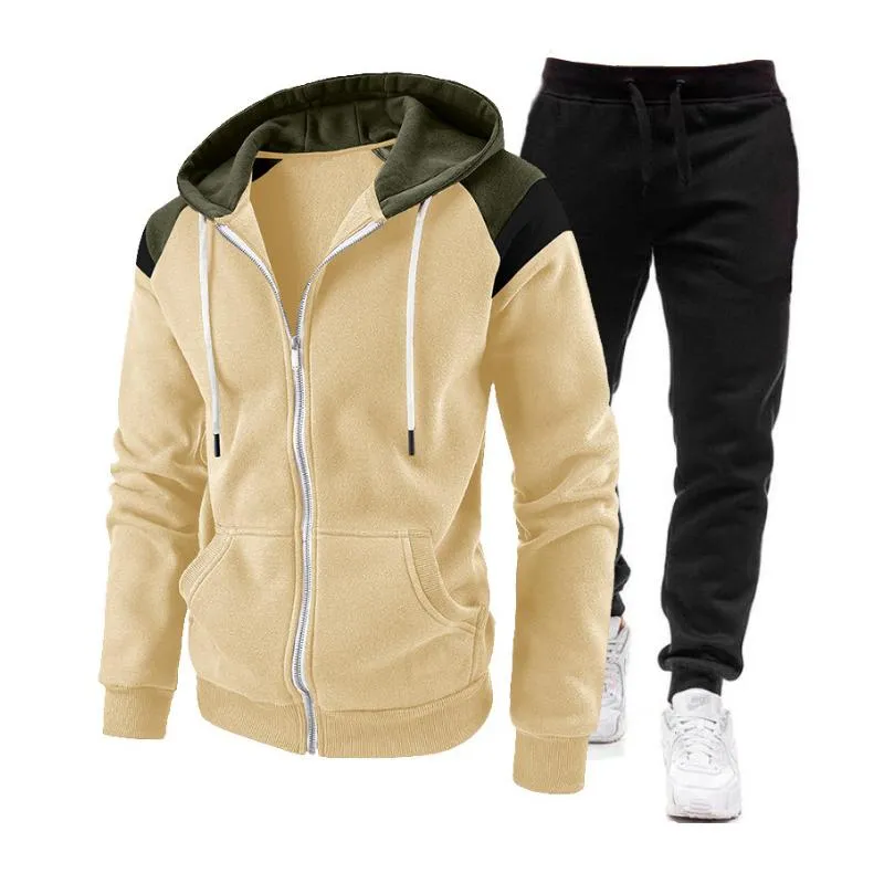 Men's Casual Colorblock Hooded Zipper Jacket Sports Sweatpants Set 01688970M sold by Manly product image thumbnail 5