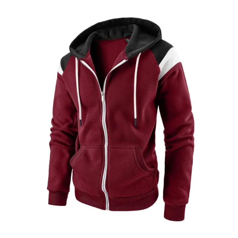 Men's Casual Colorblock Patchwork Loose Sports Hooded Jacket 58601999M sold by Manly