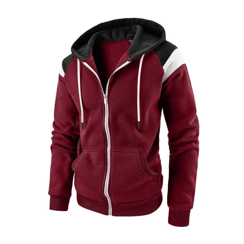 Men's Casual Colorblock Patchwork Loose Sports Hooded Jacket 58601999M sold by Manly