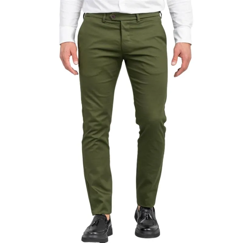 Men's Casual Solid Color Cotton Slim Straight Suit Pants 10599819M sold by Manly