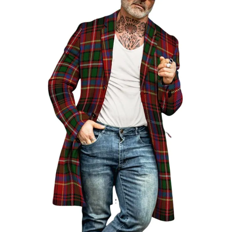 Men's Retro Casual Christmas Check Print Lapel Coat 16856981TO sold by Manly