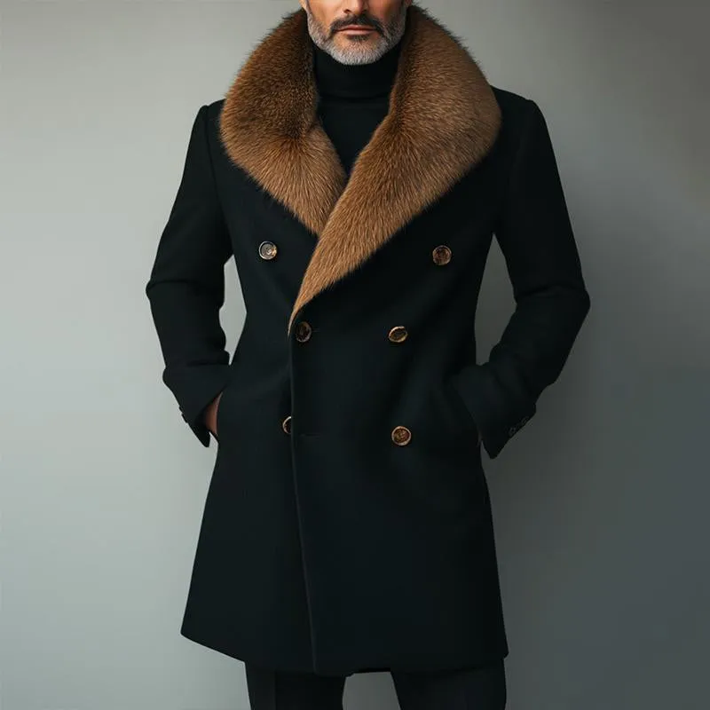 Men's Retro Casual Fur Collar Spliced Tweed Coat 88481431TO sold by Manly product image thumbnail 2
