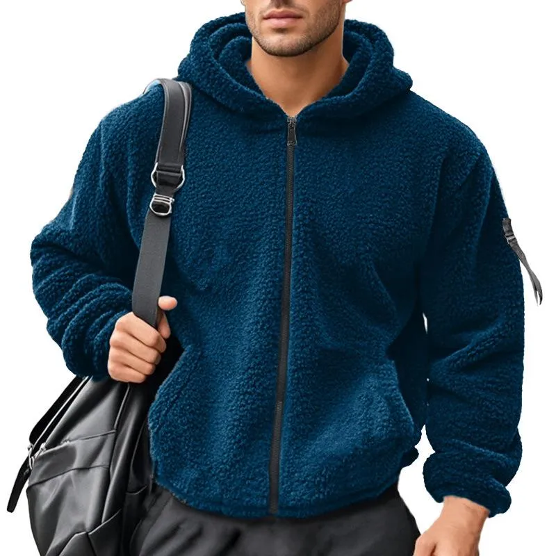 Men's Casual Fleece Loose Zip Hooded Jacket 59493801M sold by Manly product image thumbnail 5
