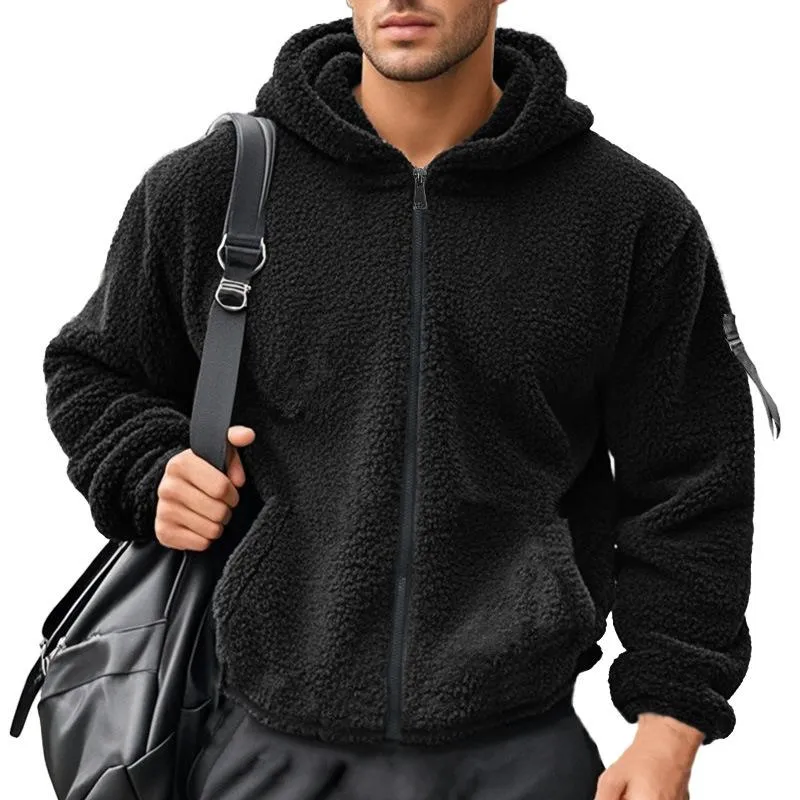Men's Casual Fleece Loose Zip Hooded Jacket 59493801M sold by Manly product image thumbnail 3