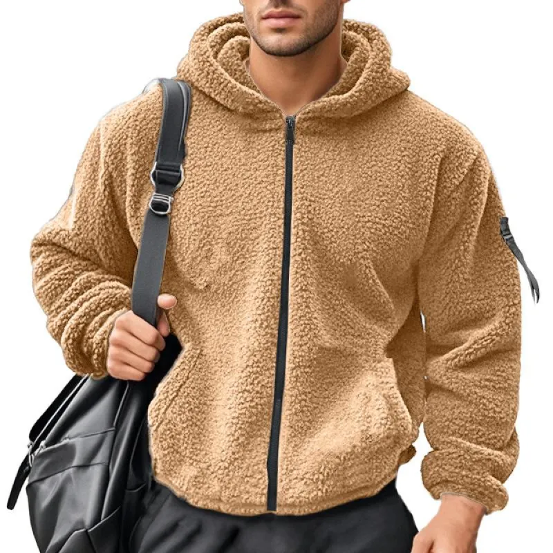 Men's Casual Fleece Loose Zip Hooded Jacket 59493801M sold by Manly
