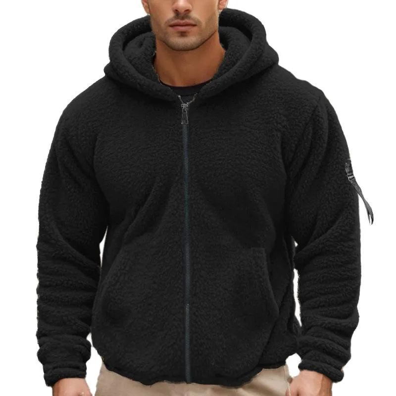 Men's Casual Fleece Loose Zip Hooded Jacket 59493801M sold by Manly product image thumbnail 4