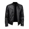 Men's Vintage Stand Collar Zipper Slim Fit Motorcycle Leather Jacket 29536672M sold by Manly