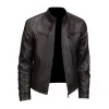 Men's Vintage Stand Collar Zipper Slim Fit Motorcycle Leather Jacket 29536672M sold by Manly