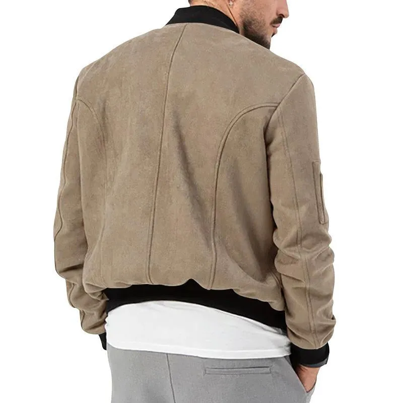 Men's Suede Stand Collar Single Breasted Jacket 86761512U sold by Manly product image thumbnail 2